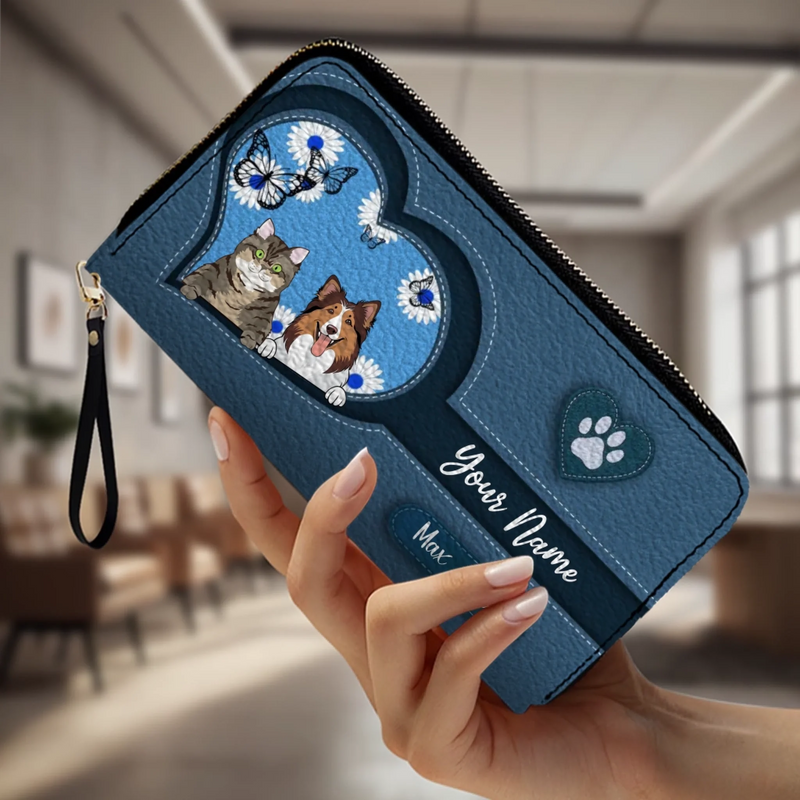 Custom Pet Sketch Wallet – Personalized Dog & Cat Line Art Wallet | 89Prints