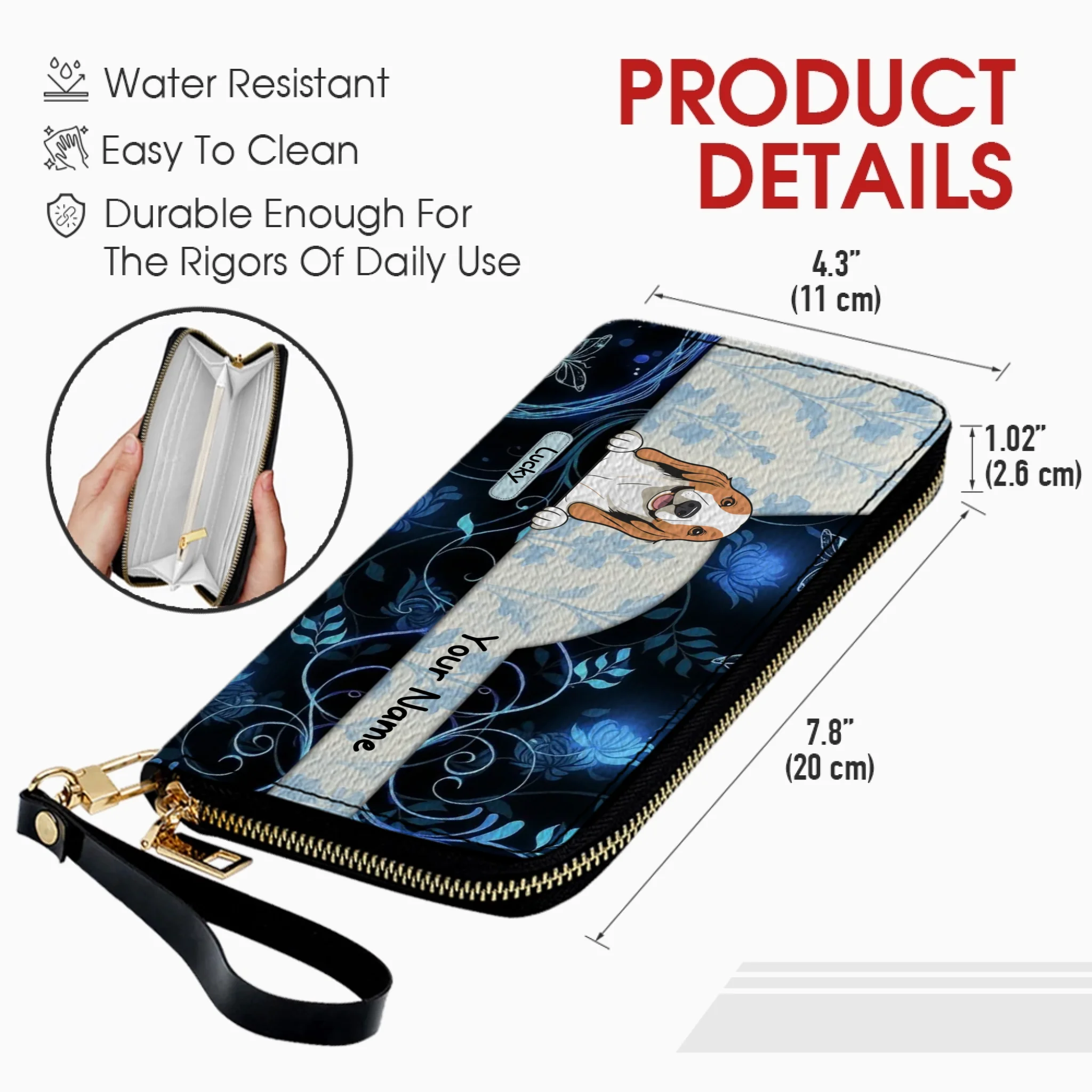 Watercolor Floral Personalized Pet Wallet – Custom Portrait Wallet | 89Prints