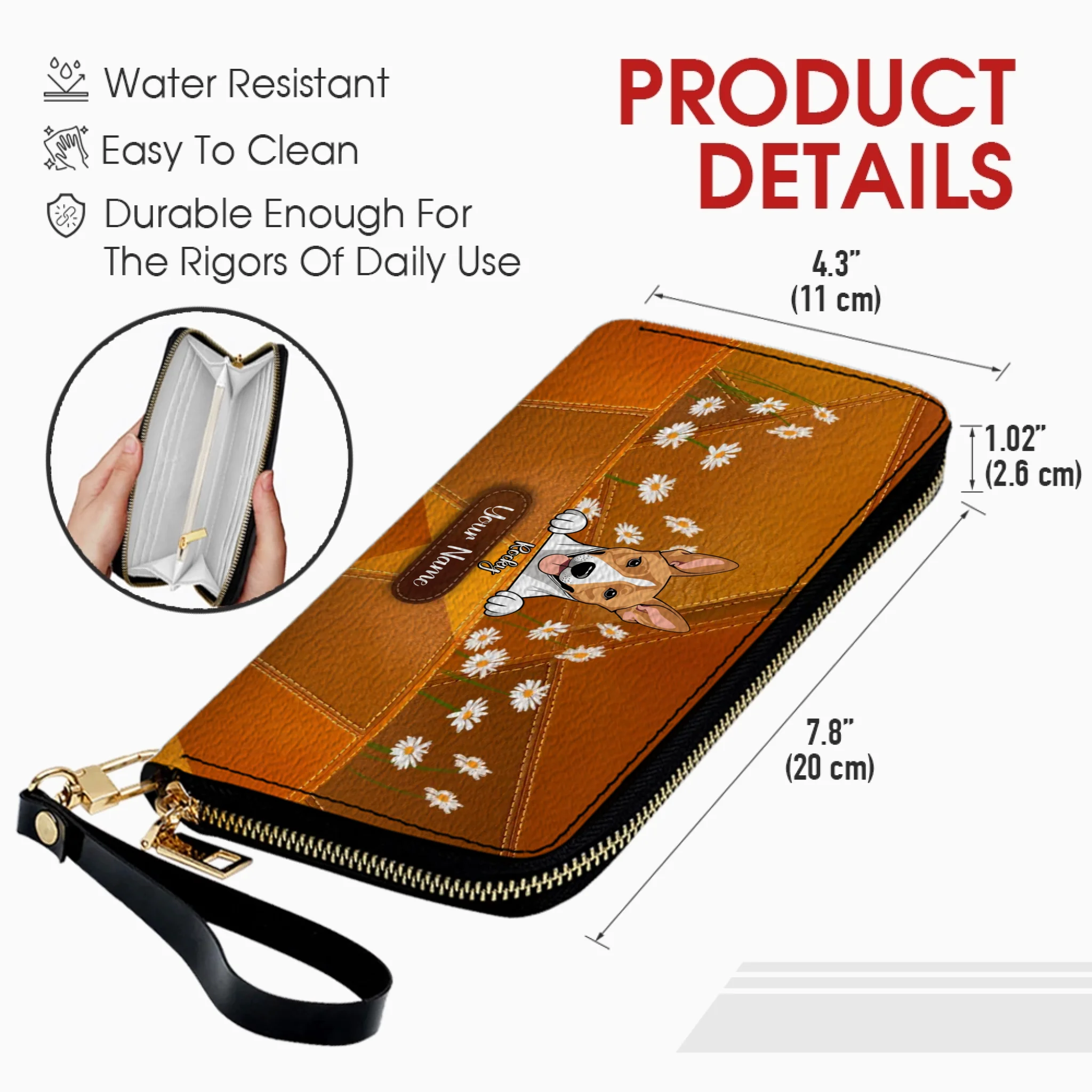 Floral Personalized Pet Wallet – Custom Dog & Cat Portrait with Flowers | 89Prints