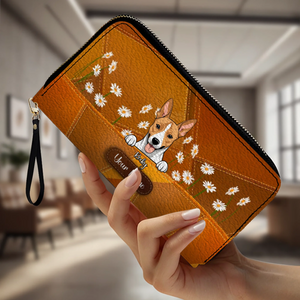 Floral Personalized Pet Wallet – Custom Dog & Cat Portrait with Flowers | 89Prints