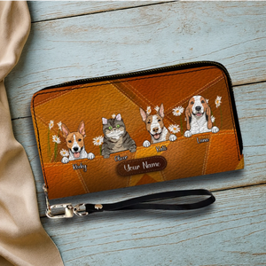 Floral Personalized Pet Wallet – Custom Dog & Cat Portrait with Flowers | 89Prints