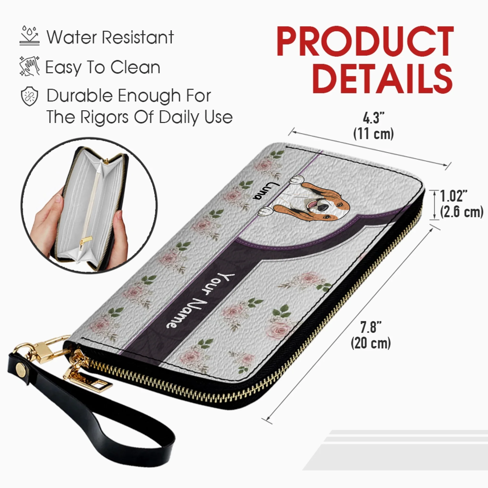 Rose Personalized Pet Wallet – Custom Dog & Cat Portrait Wallet | 89Prints