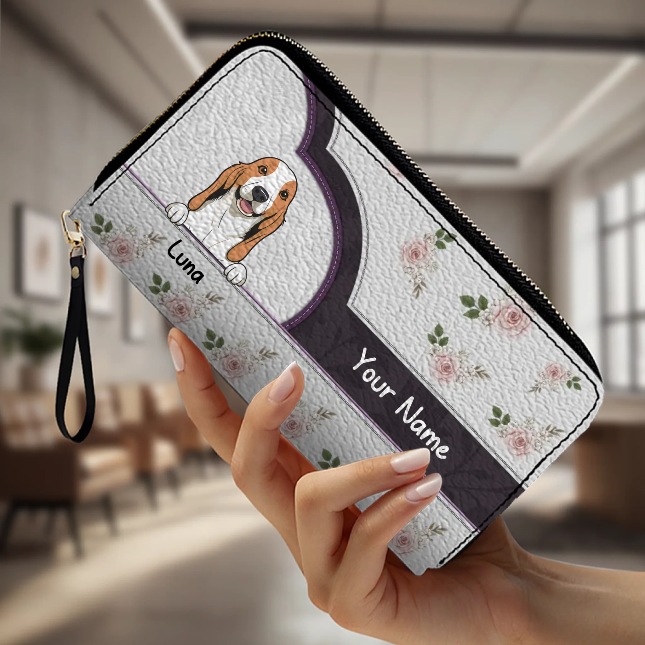 Rose Personalized Pet Wallet – Custom Dog & Cat Portrait Wallet | 89Prints