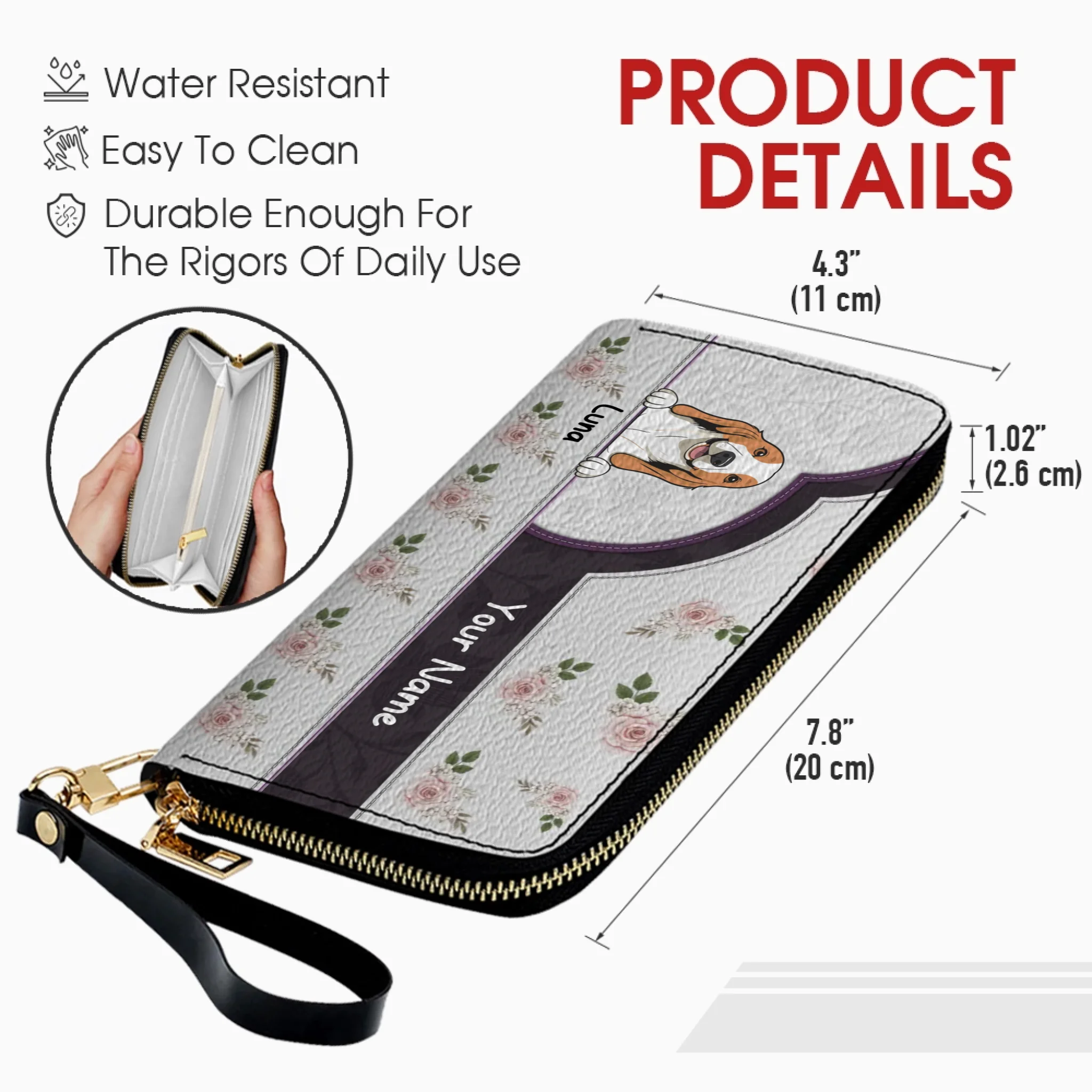 Rose Personalized Pet Wallet – Custom Dog & Cat Portrait Wallet | 89Prints