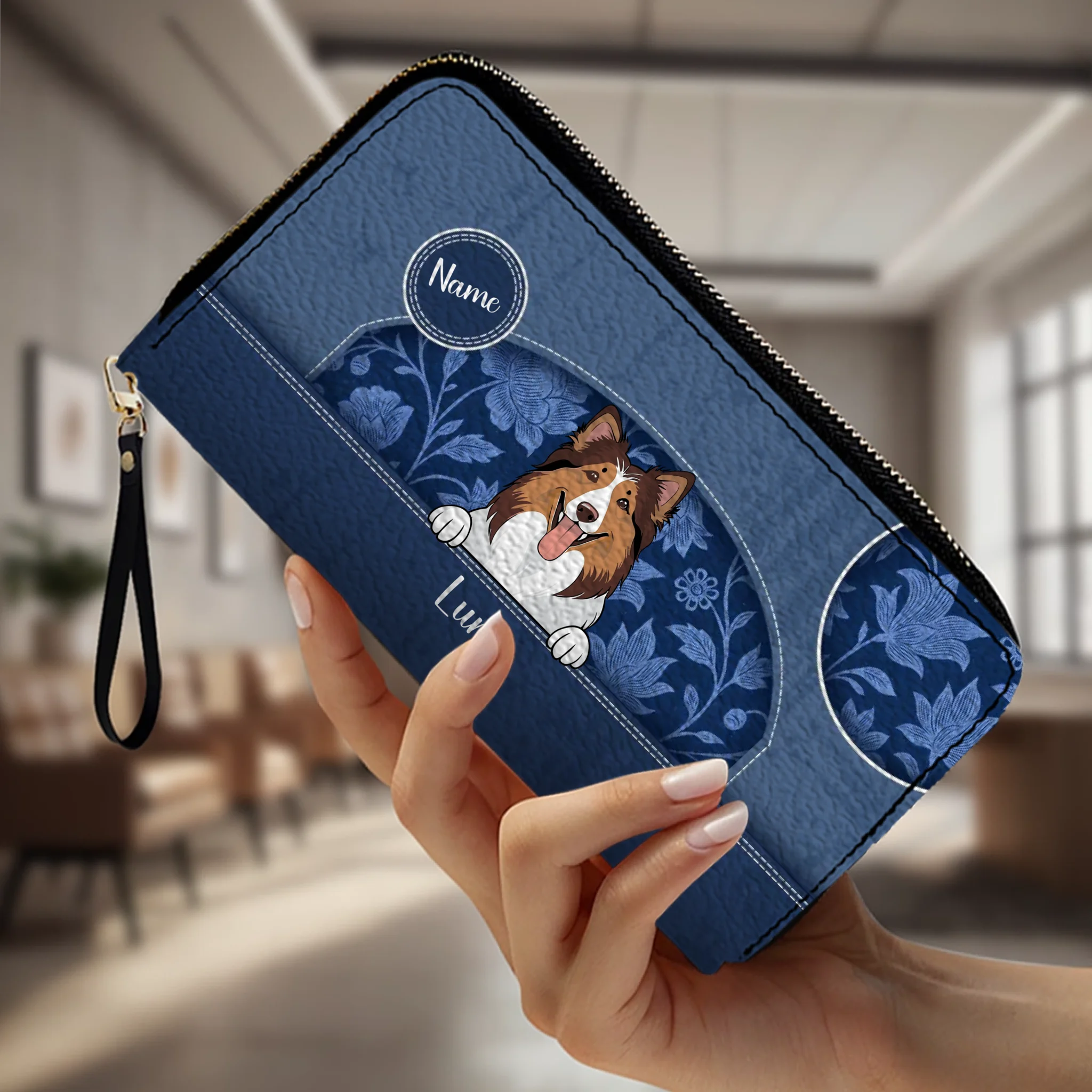 Custom Dog Lover Wallet – Personalized Leather Long Wallet - 89Prints