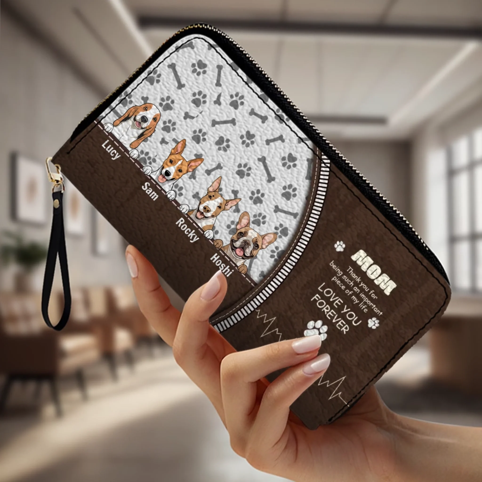 Custom Dog Leather Long Wallet – Add Your Cute Pup & Personalized Name, Perfect Gift for Pet Lovers - 89Prints