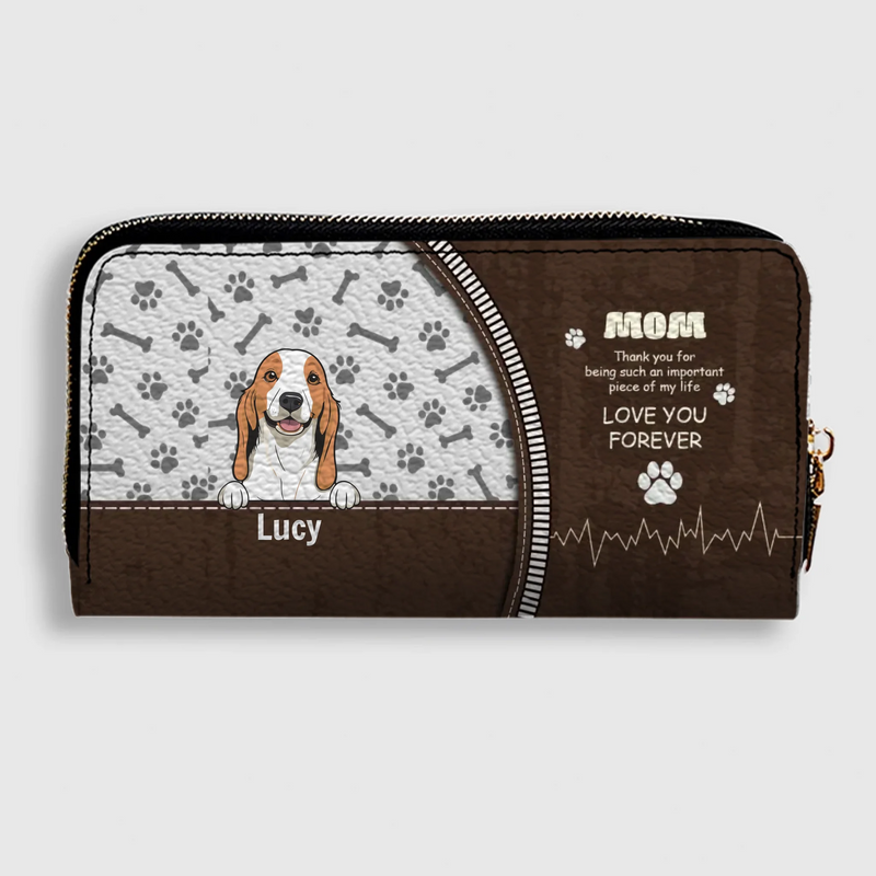 Custom Dog Leather Long Wallet – Add Your Cute Pup & Personalized Name, Perfect Gift for Pet Lovers - 89Prints