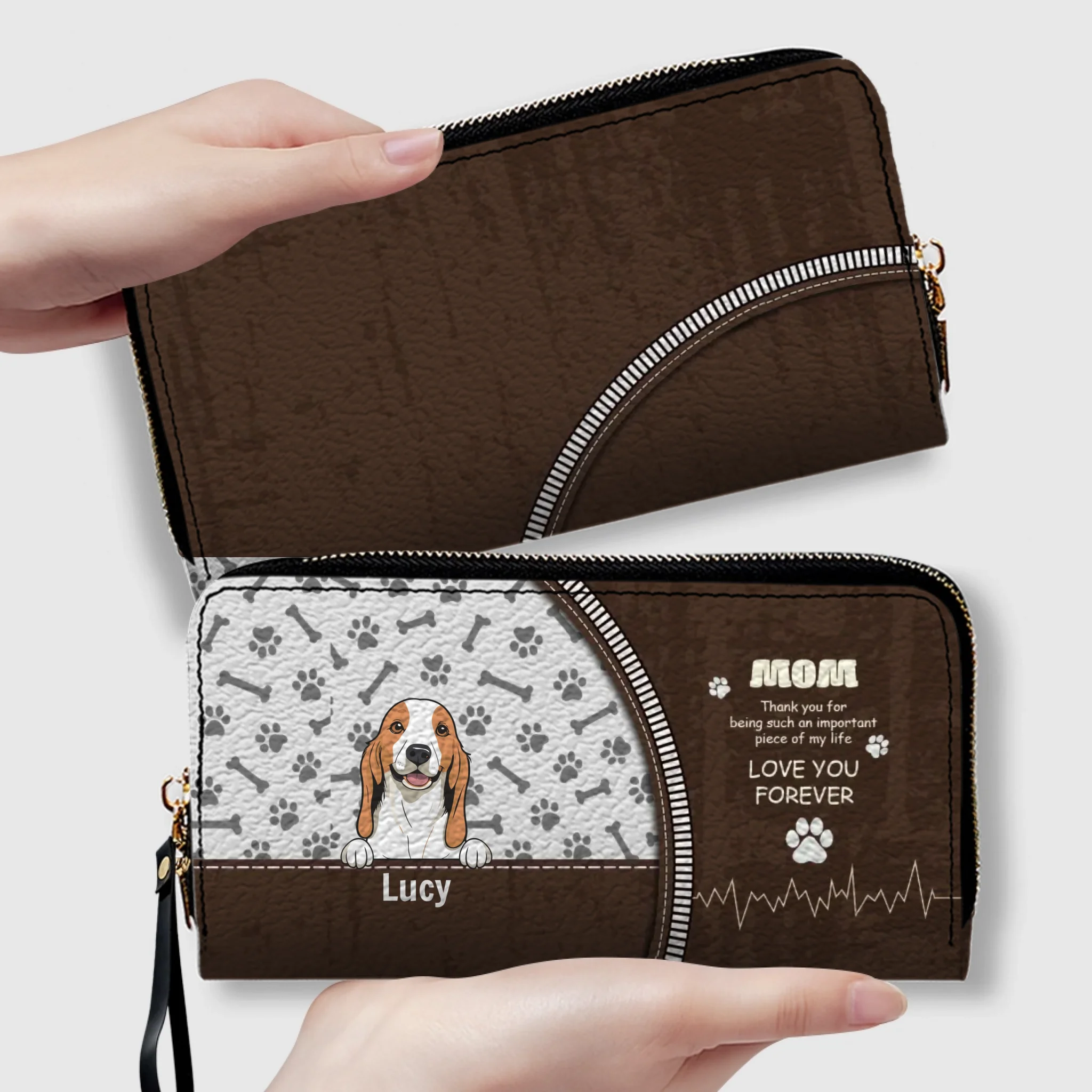 Custom Dog Leather Long Wallet – Add Your Cute Pup & Personalized Name, Perfect Gift for Pet Lovers - 89Prints