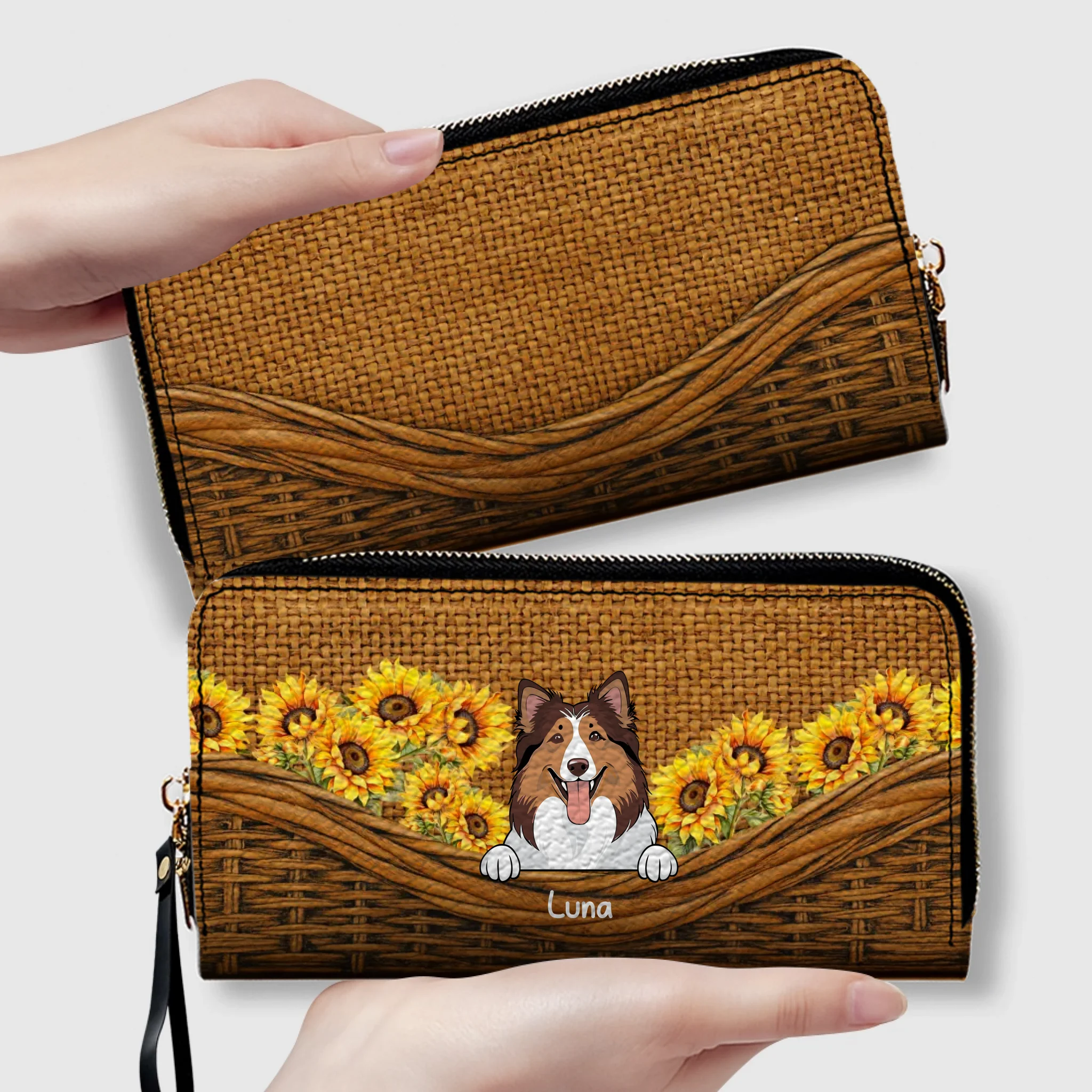 Sunflower Pet Wallet – Personalized Multi-Pet Design with Custom Name | 89Prints