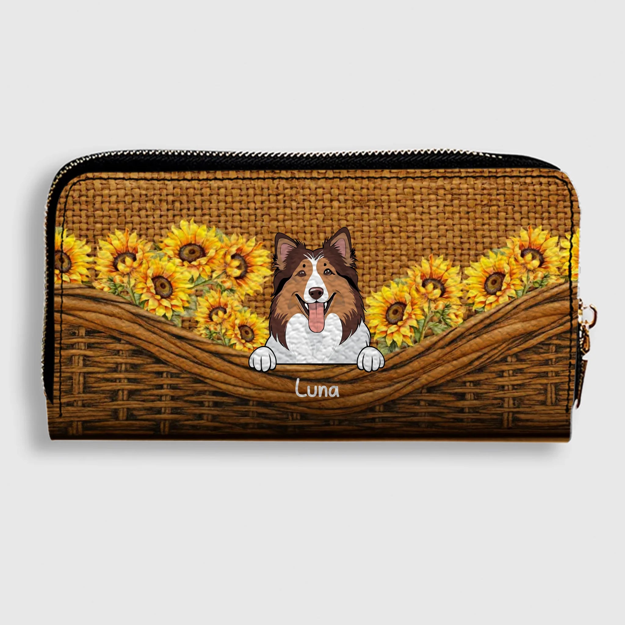 Sunflower Pet Wallet – Personalized Multi-Pet Design with Custom Name | 89Prints