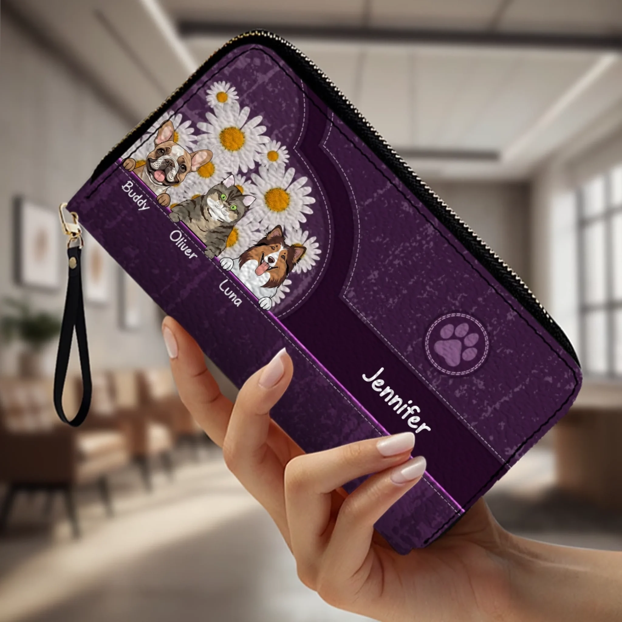 Custom Pet Long Wallet – Dog Lover Gift with Dog Breed & Personalized Names - 89Prints