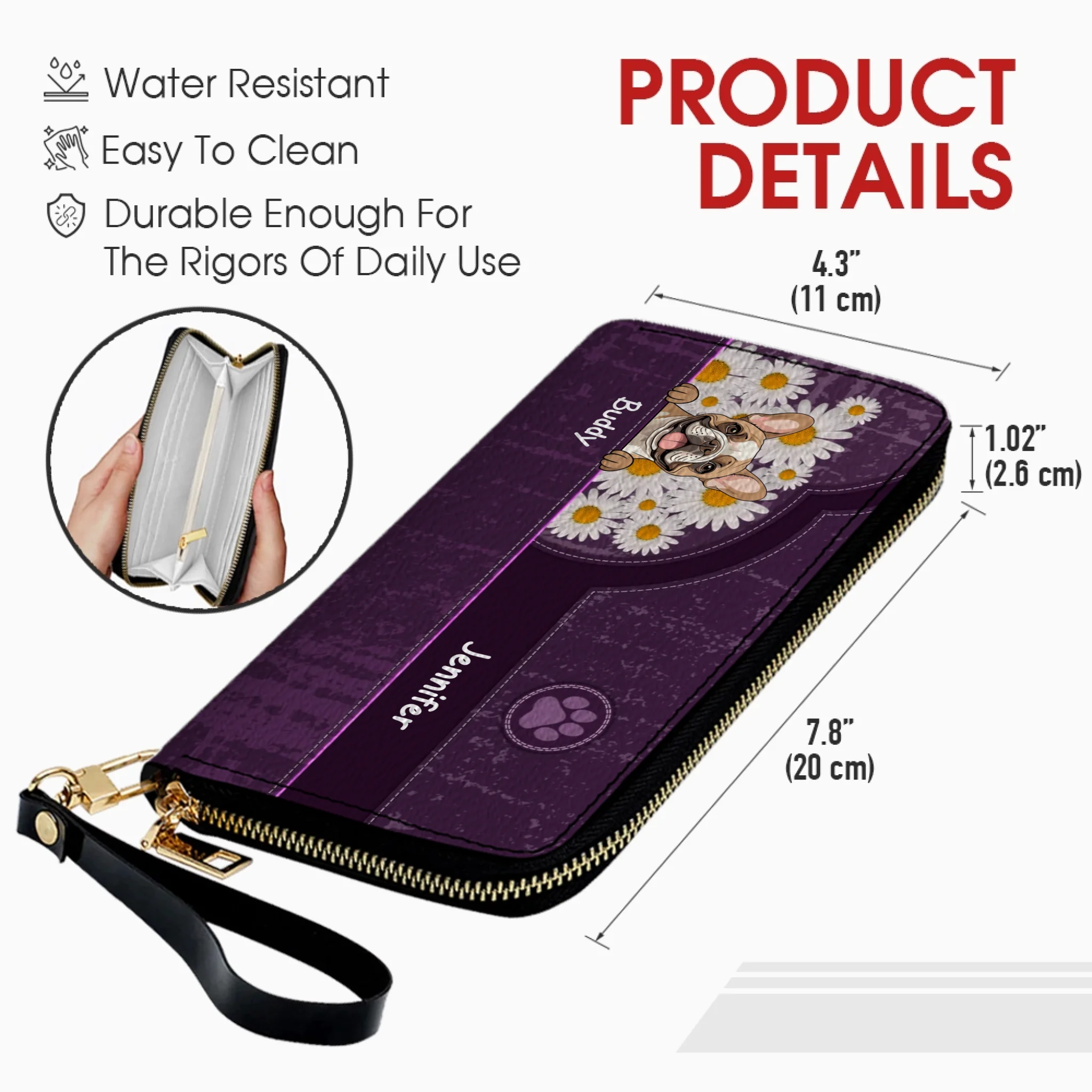 Custom Pet Long Wallet – Dog Lover Gift with Dog Breed & Personalized Names - 89Prints