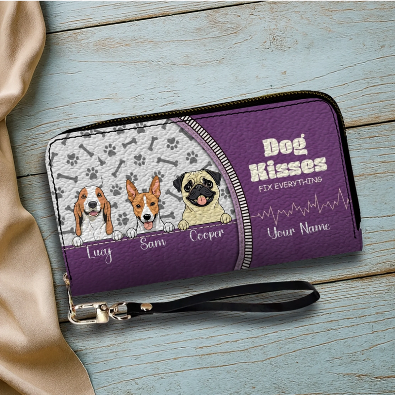 Personalized Dog Wallet – Dog Peeking From Zipper Pocket Wallet For New Dog Moms - 89Prints