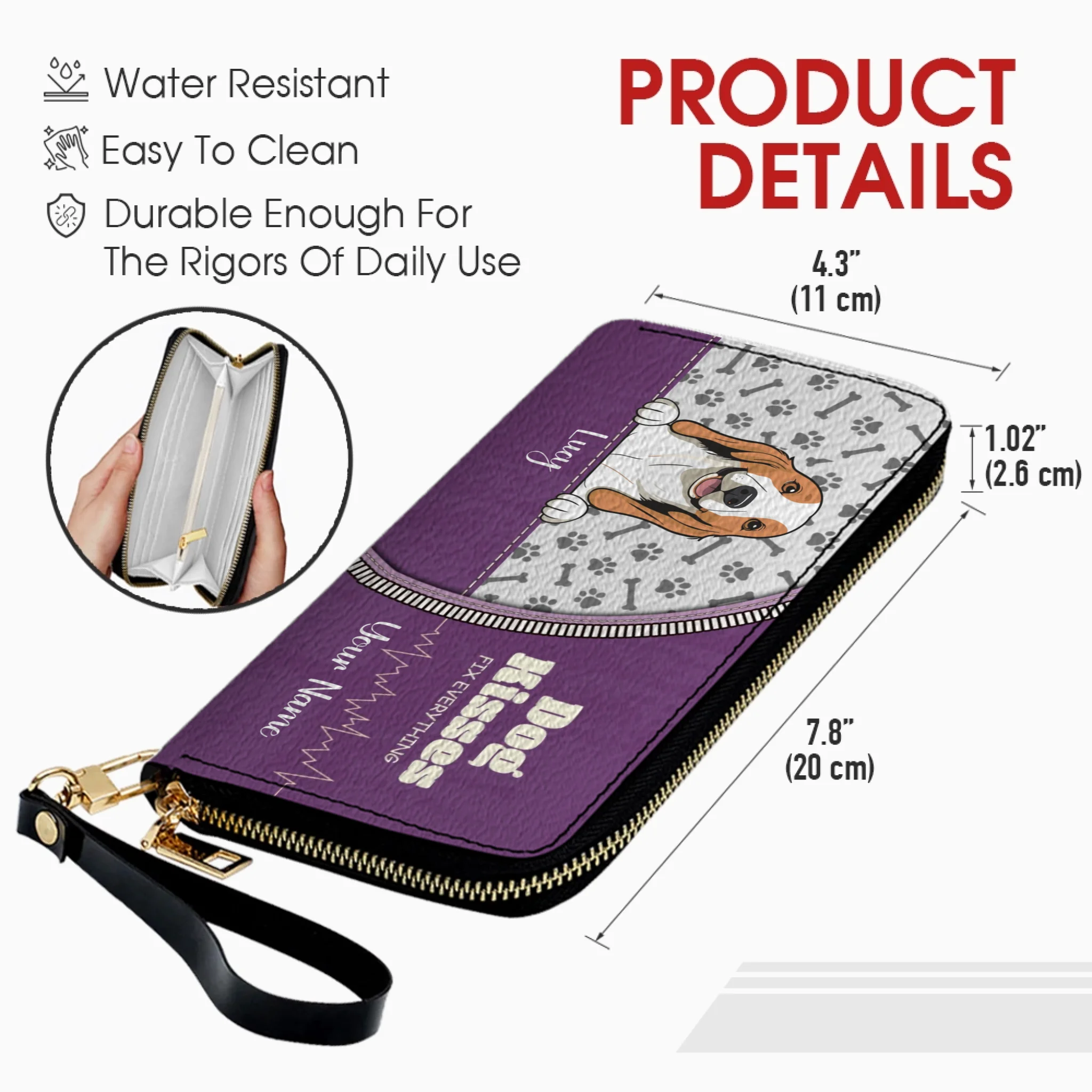 Custom Pet Portrait Wallet – Personalized Dogs, Multiple Colors | 89Prints