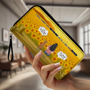 Dog Memorial Wallet – Custom Zipper Long Wallet for Humans and Dogs, Sunflower Background Memorial Wallet - 89Prints