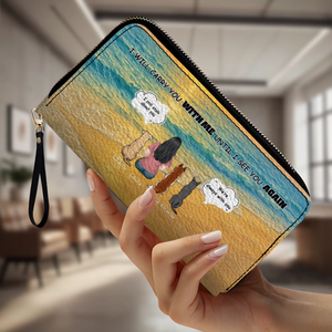 I Will Carry You With Me – Custom Memorial Dog Wallet, Personalized Person & Dog Beach Scene Purse - 89Prints