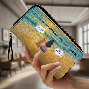 I Will Carry You With Me – Custom Memorial Dog Wallet, Personalized Person & Dog Beach Scene Purse - 89Prints