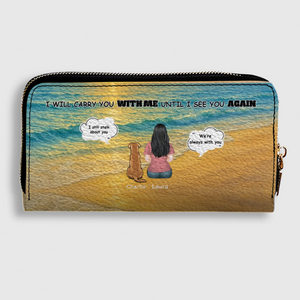 I Will Carry You With Me – Custom Memorial Dog Wallet, Personalized Person & Dog Beach Scene Purse - 89Prints
