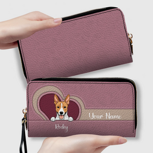 Custom Long Wallet – Personalized 1–2 Dogs Design, Basic Pattern Wallet Gift for Dog Lovers - 89Prints