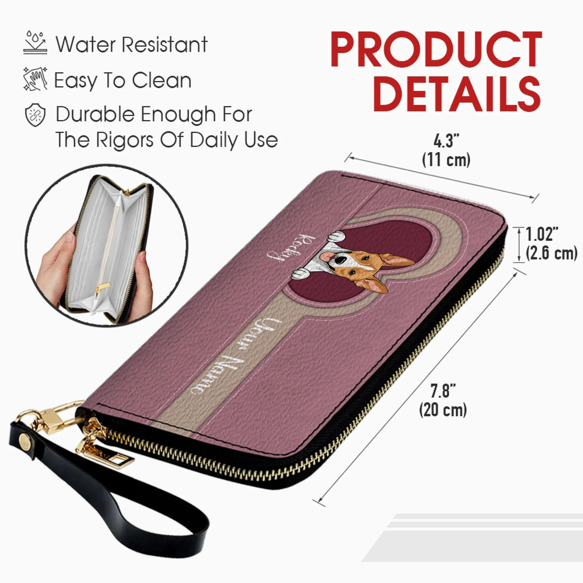 Custom Long Wallet – Personalized 1–2 Dogs Design, Basic Pattern Wallet Gift for Dog Lovers - 89Prints