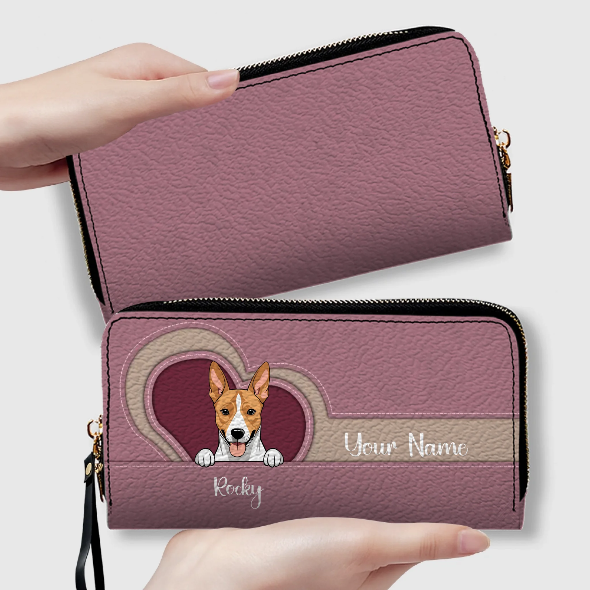 Custom Long Wallet – Personalized 1–2 Dogs Design, Basic Pattern Wallet Gift for Dog Lovers - 89Prints