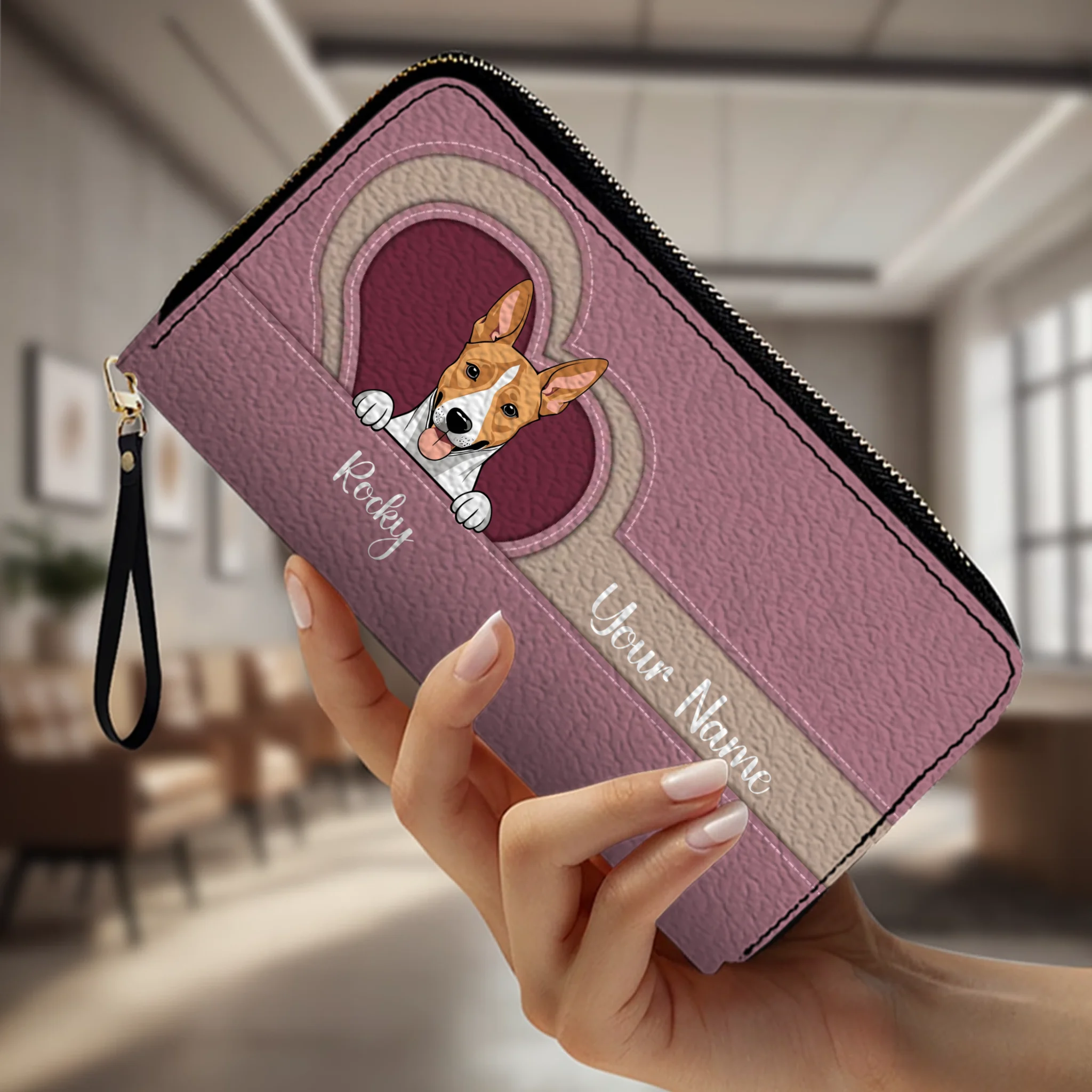 Custom Long Wallet – Personalized 1–2 Dogs Design, Basic Pattern Wallet Gift for Dog Lovers - 89Prints