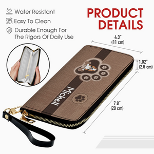 Custom Leather Long Wallet – Your Dog & Paw Print Design, Personalized Gift for Dog Lovers - 89Prints