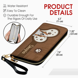 Personalized Dog Wallet for Pet Lovers – Cartoon Dog & Heart Paw, Zip Closure - 89Prints