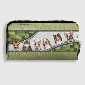 Custom Leather Long Wallet – Personalize 1–5 Dogs, Choose Your Favorite Breeds, Perfect Gift for Dog Lovers - 89Prints