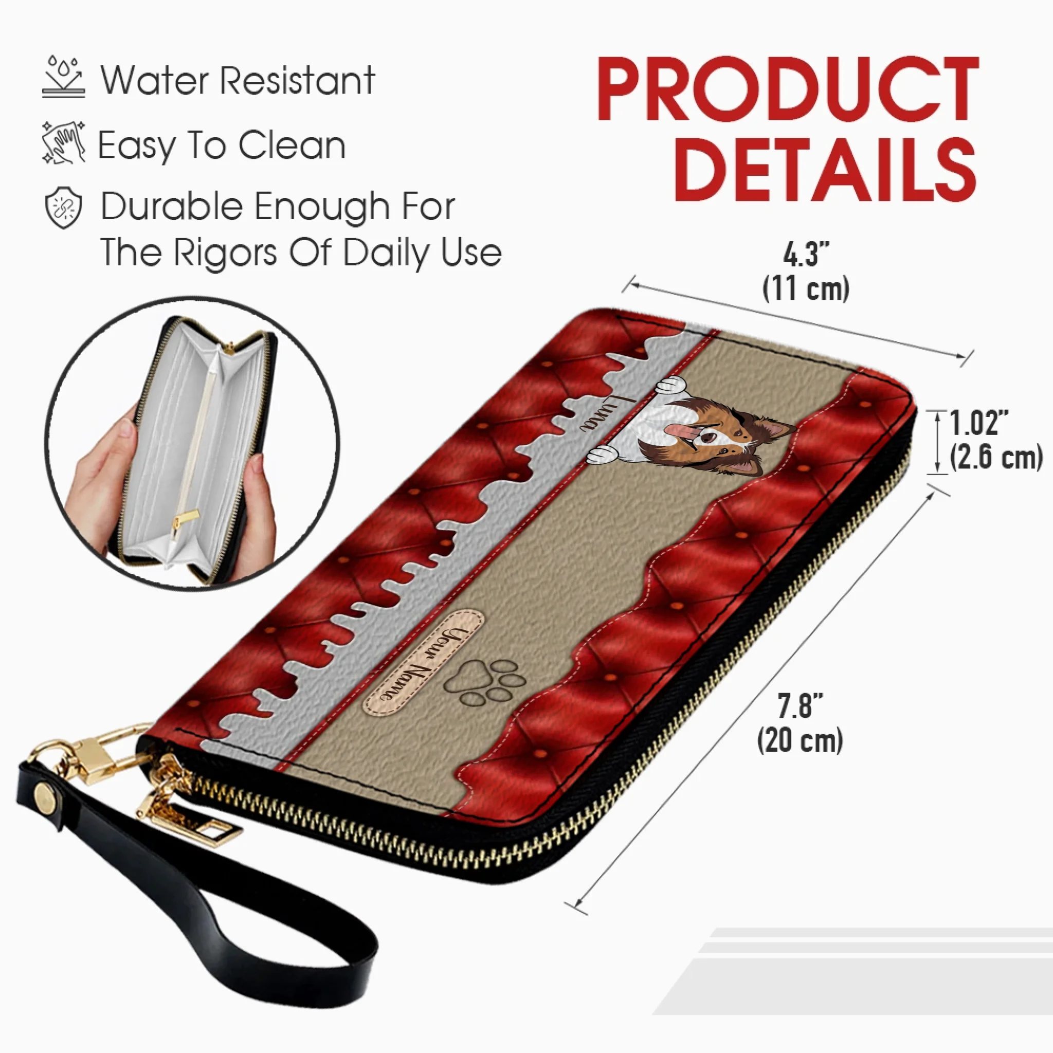 Custom Dog Leather Long Wallet – Add 1–3 Pets, Pick Breeds, Personalized Pet Lover Gift - 89Prints