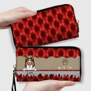 Custom Dog Leather Long Wallet – Add 1–3 Pets, Pick Breeds, Personalized Pet Lover Gift - 89Prints
