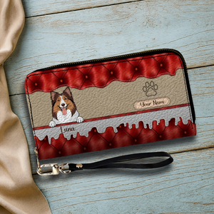 Custom Dog Leather Long Wallet – Add 1–3 Pets, Pick Breeds, Personalized Pet Lover Gift - 89Prints