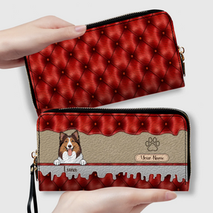 Custom Dog Leather Long Wallet – Add 1–3 Pets, Pick Breeds, Personalized Pet Lover Gift - 89Prints