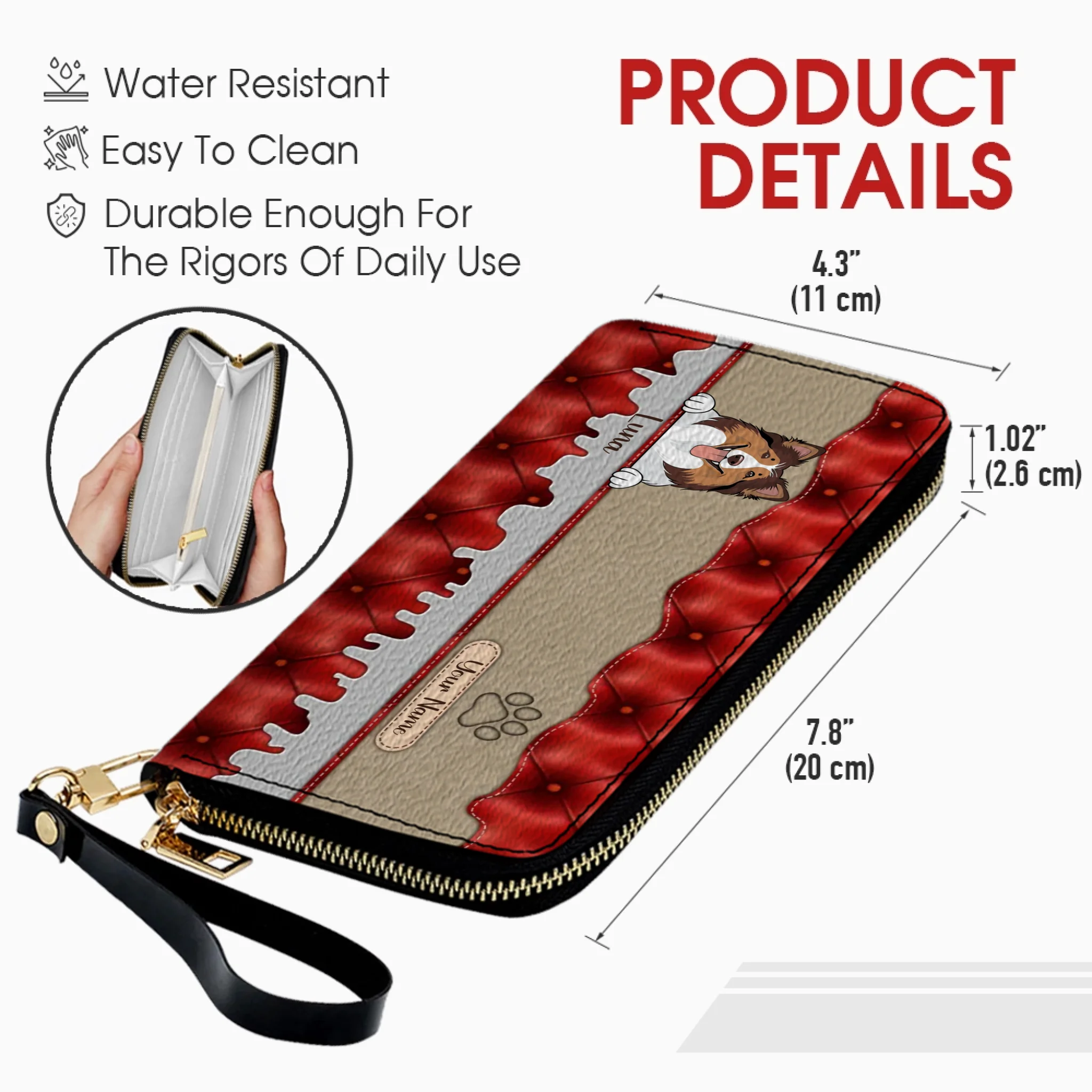 Custom Dog Leather Long Wallet – Add 1–3 Pets, Pick Breeds, Personalized Pet Lover Gift - 89Prints