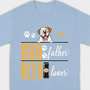 Personalized Funny American Bulldog “Dog Father, Beer Lover” T-Shirt - 89Prints