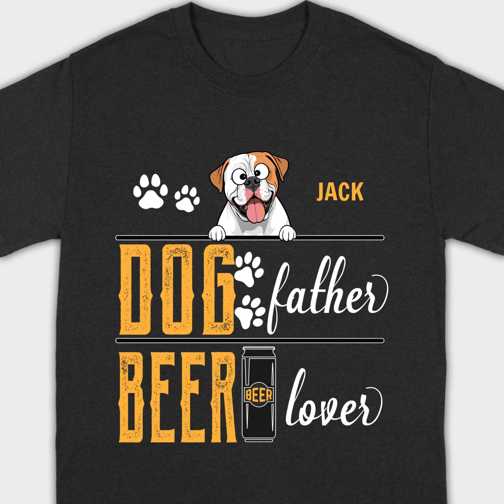 Personalized Funny American Bulldog “Dog Father, Beer Lover” T-Shirt - 89Prints
