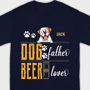 Personalized Funny American Bulldog “Dog Father, Beer Lover” T-Shirt - 89Prints