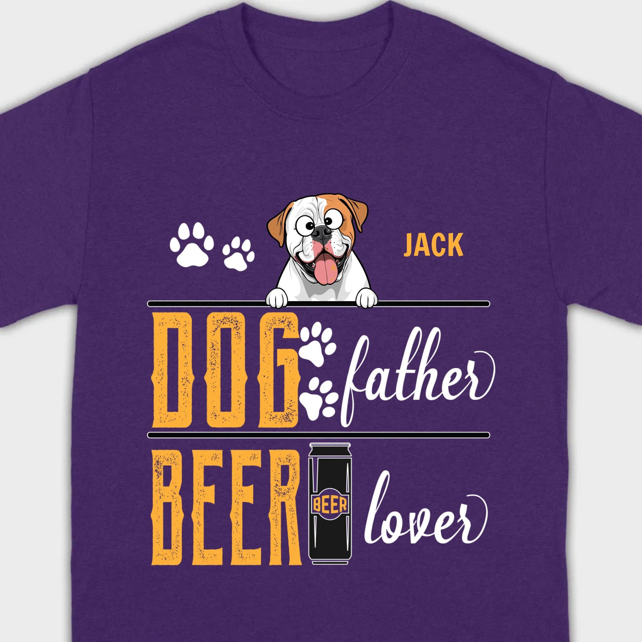 Personalized Funny American Bulldog “Dog Father, Beer Lover” T-Shirt - 89Prints