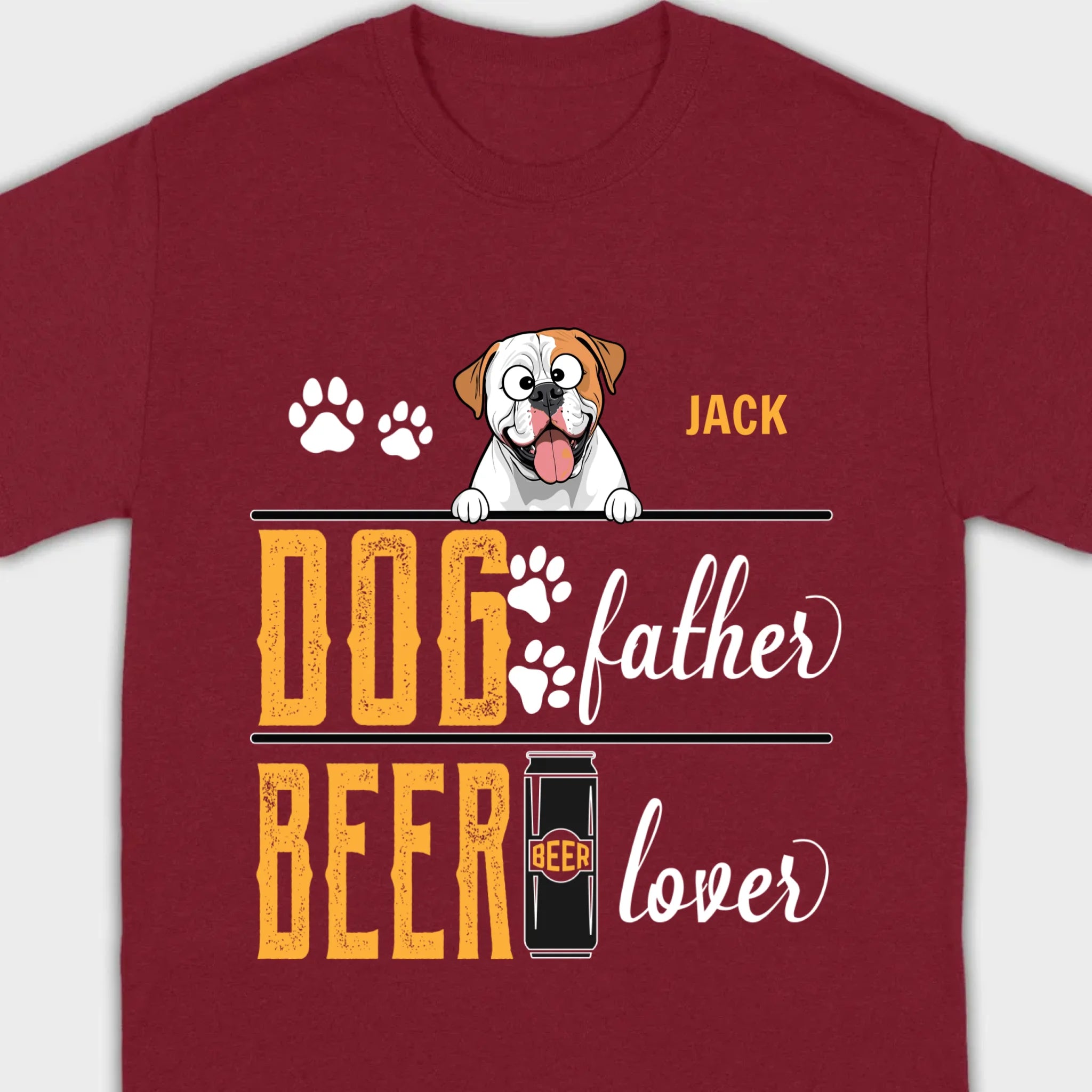 Personalized Funny American Bulldog “Dog Father, Beer Lover” T-Shirt - 89Prints