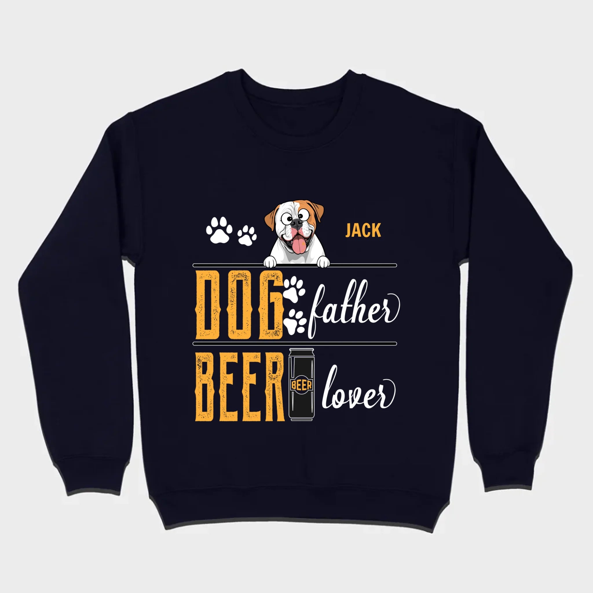 Personalized Funny American Bulldog “Dog Father, Beer Lover” T-Shirt - 89Prints