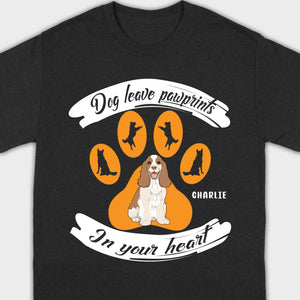 Personalized American Cocker Spaniel T-Shirts With 'Dog Leave Pawprints' Slogan, Custom Dog Clipart And Name - 89Prints