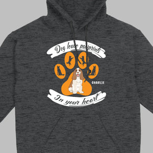 Personalized American Cocker Spaniel T-Shirts With 'Dog Leave Pawprints' Slogan, Custom Dog Clipart And Name - 89Prints