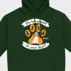 Personalized American Cocker Spaniel T-Shirts With 'Dog Leave Pawprints' Slogan, Custom Dog Clipart And Name - 89Prints