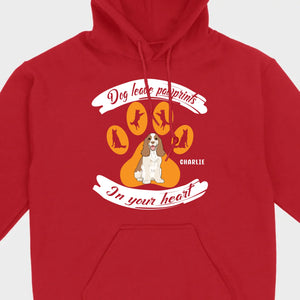 Personalized American Cocker Spaniel T-Shirts With 'Dog Leave Pawprints' Slogan, Custom Dog Clipart And Name - 89Prints