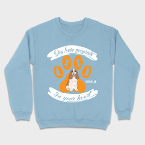 Personalized American Cocker Spaniel T-Shirts With 'Dog Leave Pawprints' Slogan, Custom Dog Clipart And Name - 89Prints