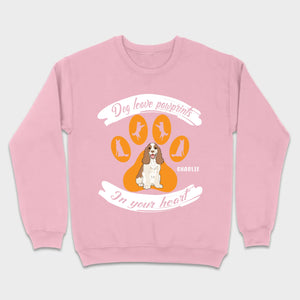 Personalized American Cocker Spaniel T-Shirts With 'Dog Leave Pawprints' Slogan, Custom Dog Clipart And Name - 89Prints