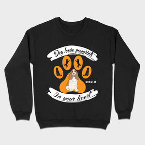 Personalized American Cocker Spaniel T-Shirts With 'Dog Leave Pawprints' Slogan, Custom Dog Clipart And Name - 89Prints