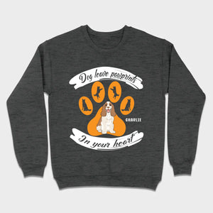 Personalized American Cocker Spaniel T-Shirts With 'Dog Leave Pawprints' Slogan, Custom Dog Clipart And Name - 89Prints
