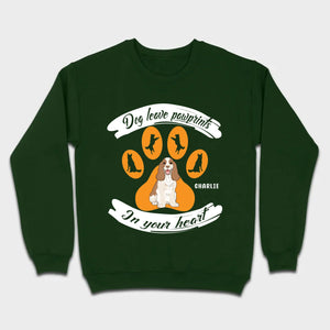 Personalized American Cocker Spaniel T-Shirts With 'Dog Leave Pawprints' Slogan, Custom Dog Clipart And Name - 89Prints