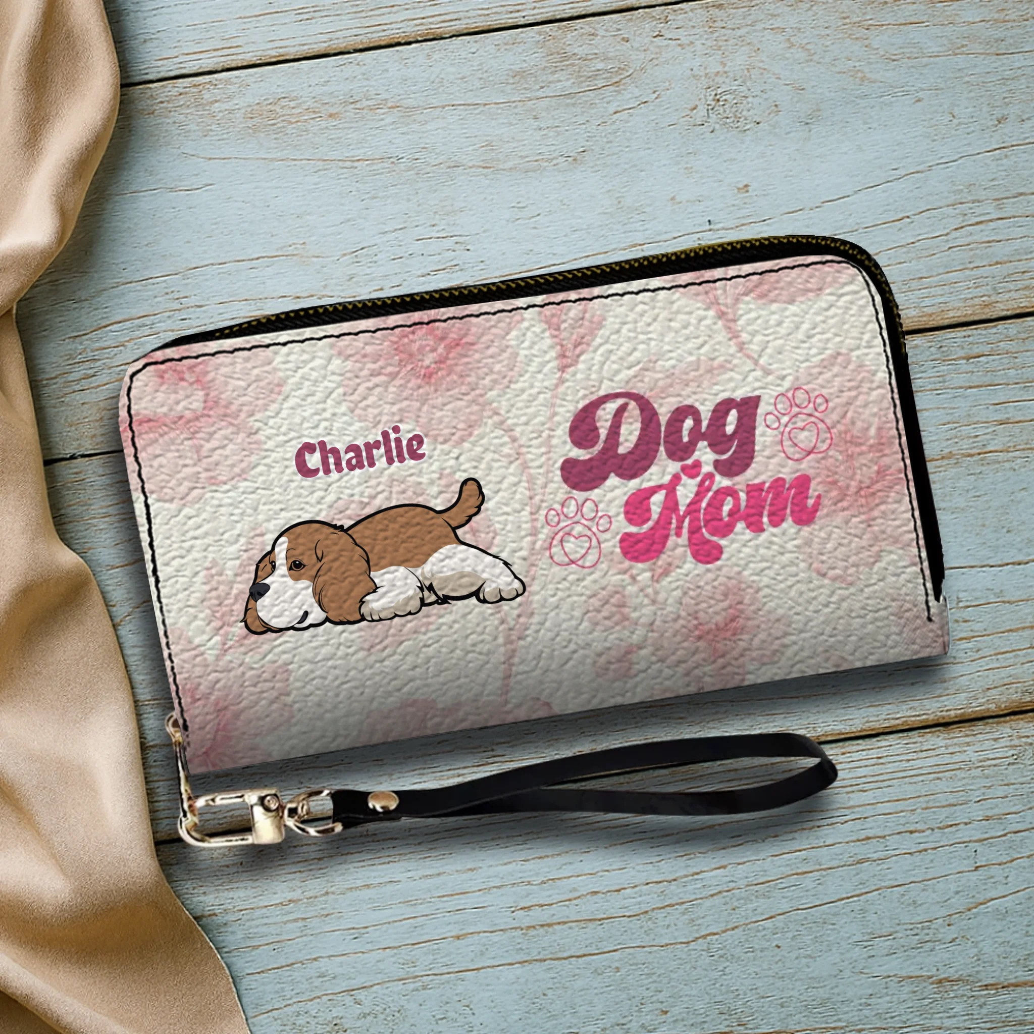 Custom American Cocker Spaniel Dog Wallet - Personalized Lying Dog And Name Gift - 89Prints